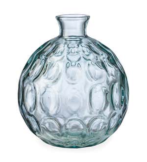 Dune Round Recycled Dimpled Glass Vase, 7.5"H