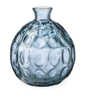 Dune Round Recycled Dimpled Glass Vase, 7.5"H