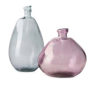 Pink and Gray Recycled Glass Balloon Vases, Set of 2 - Pink/ Gray