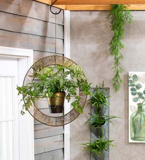 Metal Halo Hanging Planter with Pot