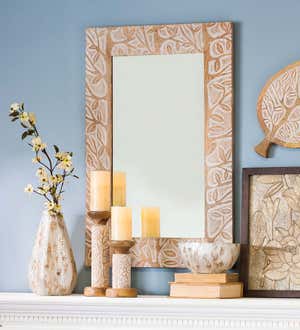 Hand-Carved Mango Wood Wall Mirror