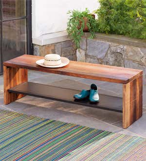 Indoor/Outdoor Reclaimed Wood and Metal Bench