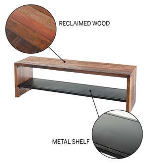 Indoor/Outdoor Reclaimed Wood and Metal Bench