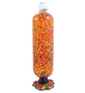 Recycled Glass Tall Carnival Hummingbird Feeder