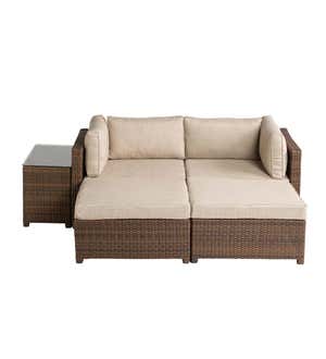 Convertible Outdoor Wicker Lounger Seating Set with Cushions