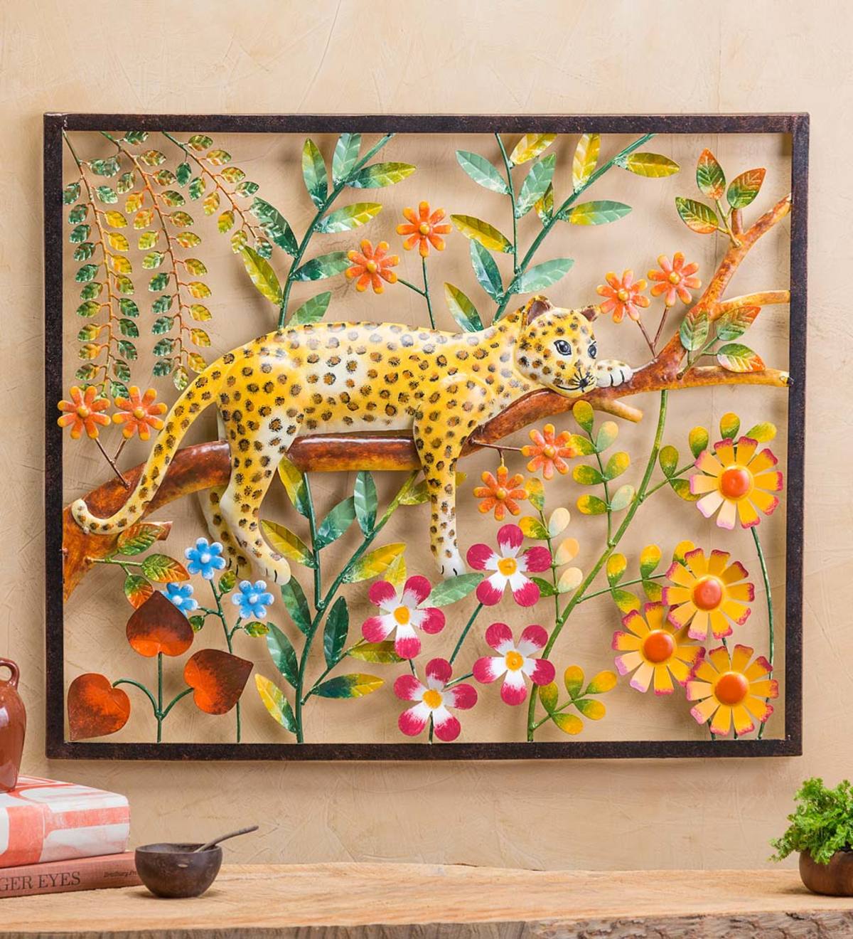 Handcrafted Metal Rainforest Leopard Wall Art