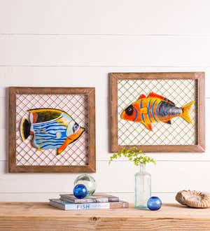 Handcrafted Framed Metal Fish Wall Art
