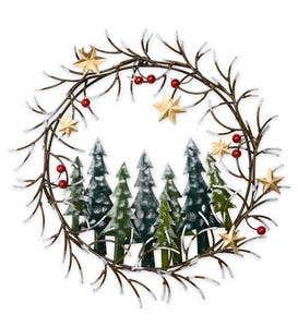 Handcrafted Trees and Stars Metal Indoor/Outdoor Wreath