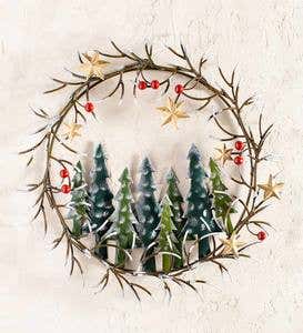 Handcrafted Trees and Stars Metal Indoor/Outdoor Wreath