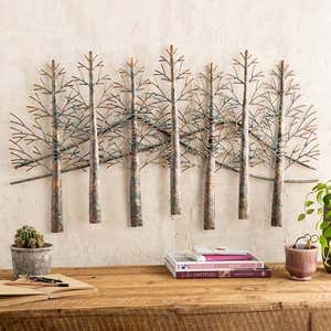 Indoor/Outdoor Handmade Metal Trees and Mountains Wall Art