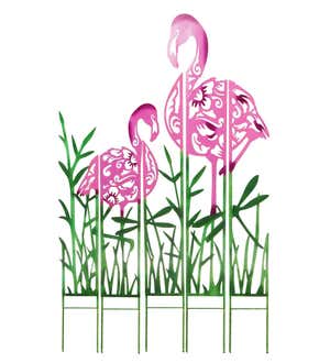 Metal Flamingo Landscape Panel Stakes, Set of 5