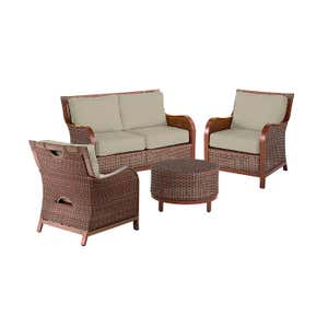 Urbanna Premium Wicker Four Piece Set with Luxury Cushions - Midnight Navy