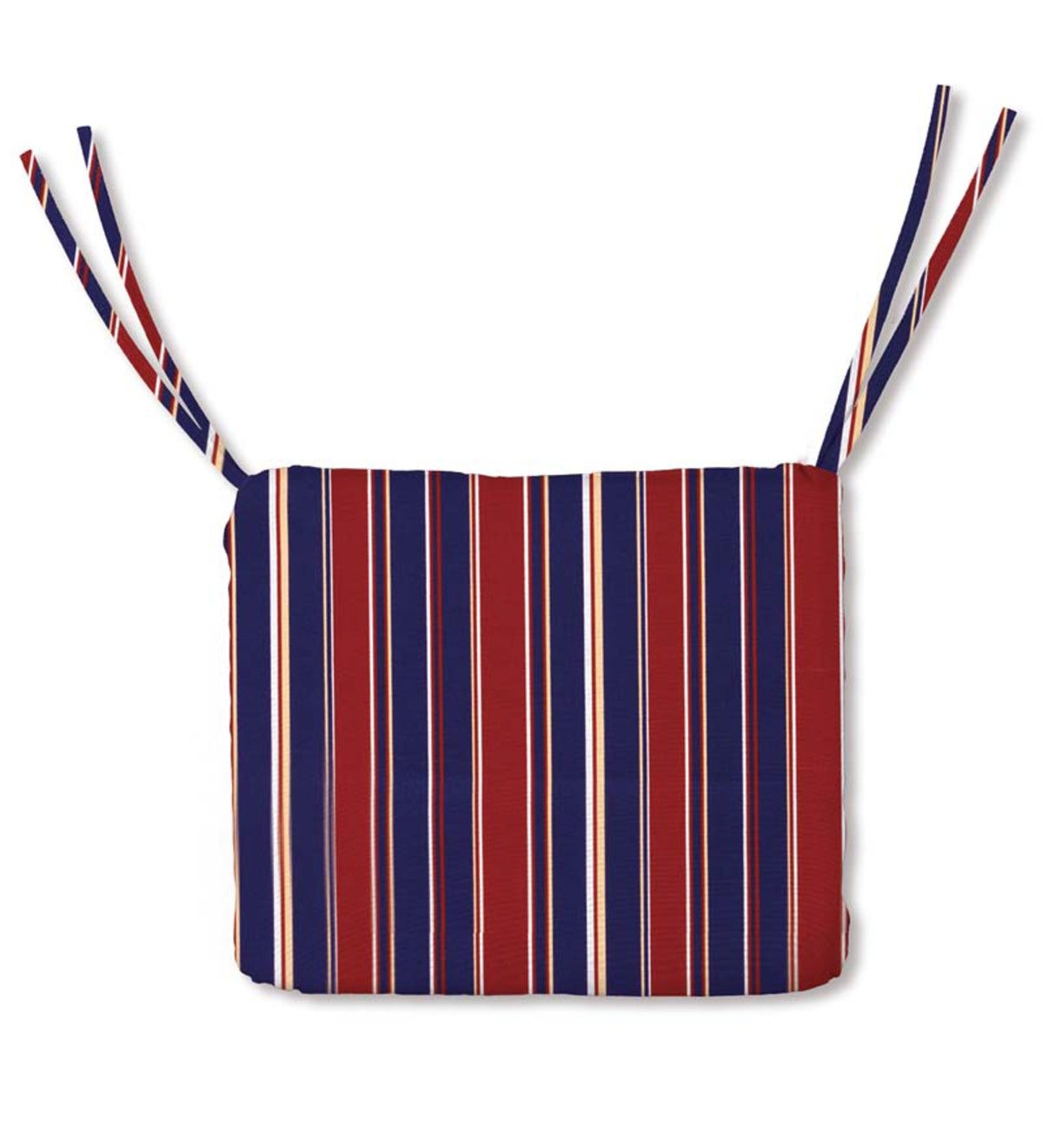 Sale! Polyester Classic Chair Cushions With Ties, 17¾”x 15¼”x 3” - Patriot Stripe