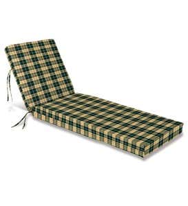 Sale! Polyester Classic Chaise Cushion with Ties, 65”x 23”x 4”hinged 46”from bottom - Leaf Chevron