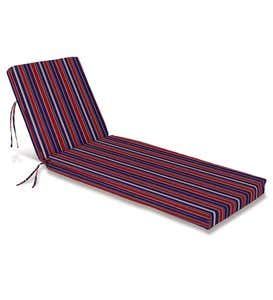 Sale! Polyester Classic Chaise Cushion with Ties, 65”x 23”x 4”hinged 46”from bottom - Blue Floral