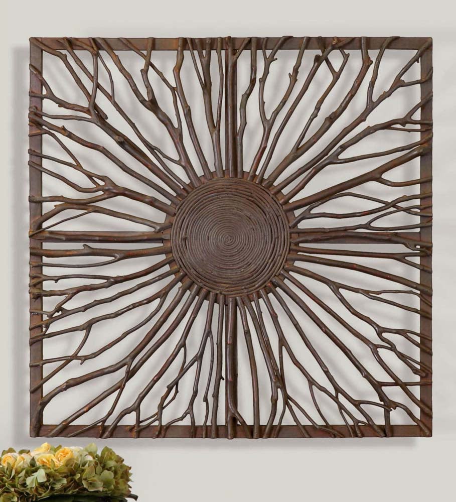 Josiah Square Wood Branch Burst Wall Panel