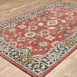 Willow Oaks Red Wool Border Rug