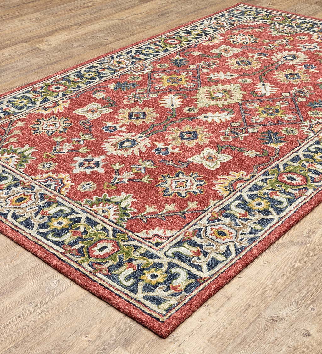 Willow Oaks Red Wool Border Rug 3 6 X, 3 6 X 5 6 Rug