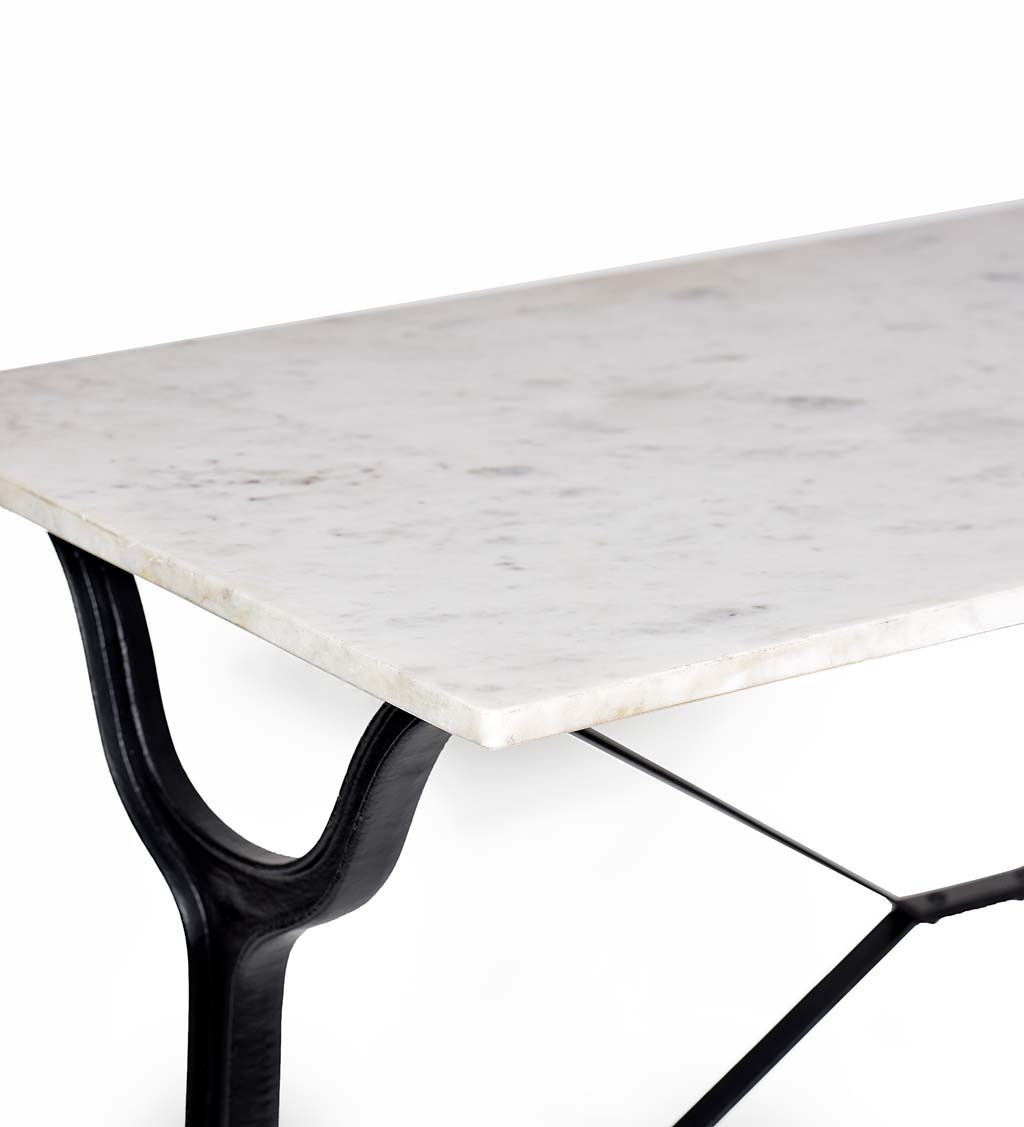 Marble-Top Console Table with Cast Iron Base - White
