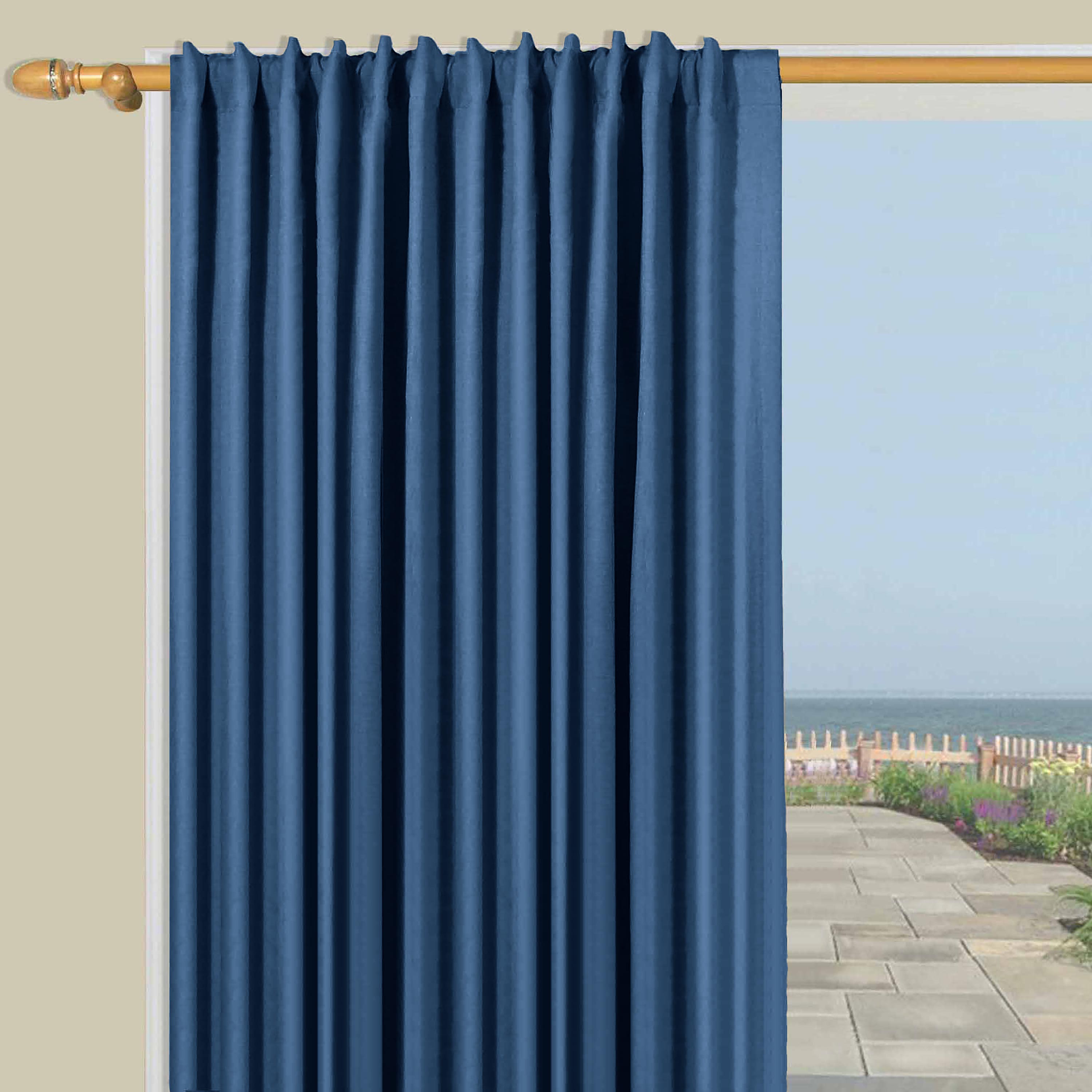 Homespun Double-Wide Rod Pocket Patio Panel with Wand, 84"L x 80"W