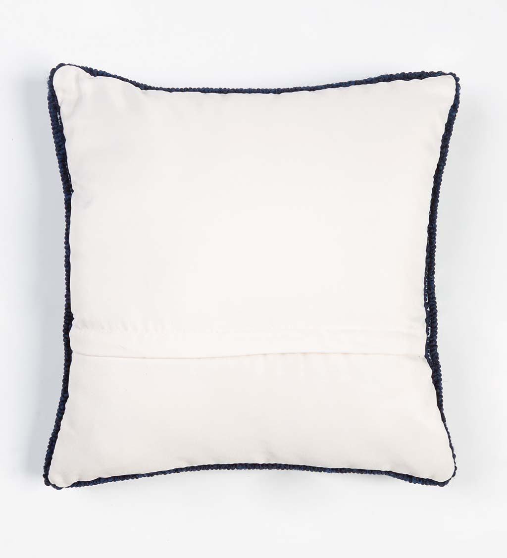 Indoor/Outdoor Blue Phlox Hooked Polypropylene Throw Pillow