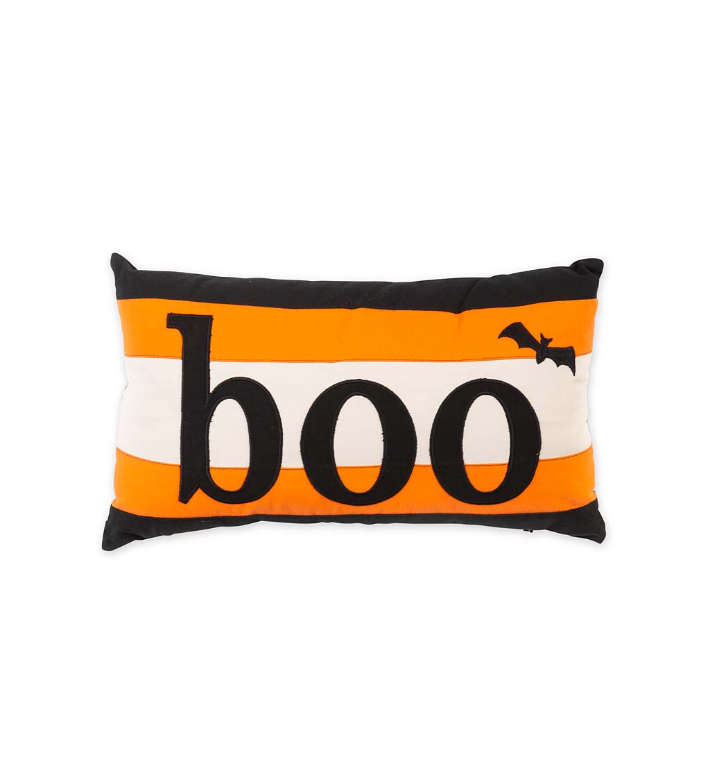 Indoor/Outdoor Halloween Boo Lumbar Cotton Throw Pillow