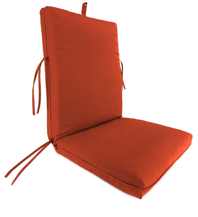 Sunbrella Classic High Back Chair Cushion With Ties, 46" x 20" x 4" with hinge 19" from bottom swatch image