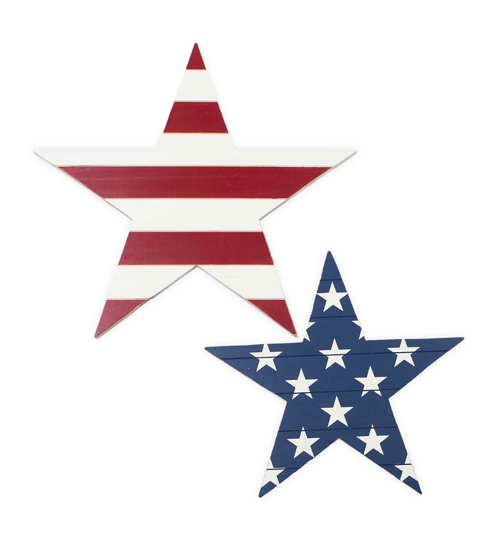 Classic American Flag Wooden Stars, Set of 2