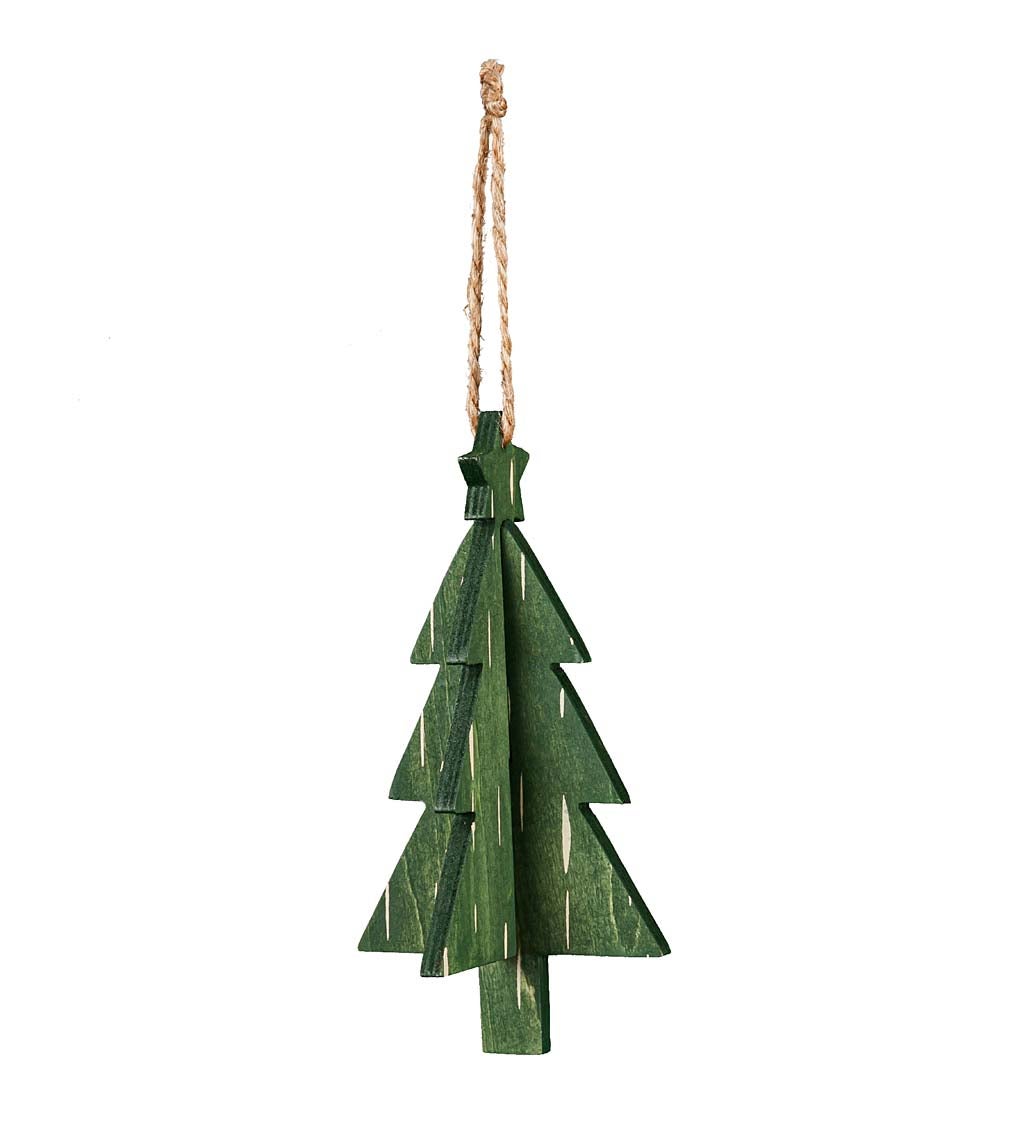Wooden Tannenbaum Christmas Tree Ornaments, Set of 2