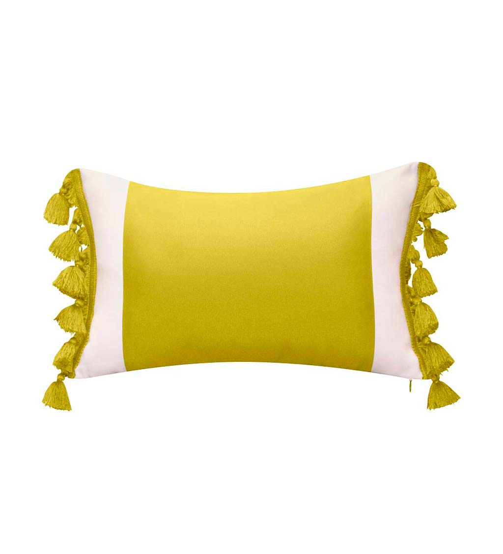 Indoor/Outdoor Colorblock Tassel Lumbar Pillow