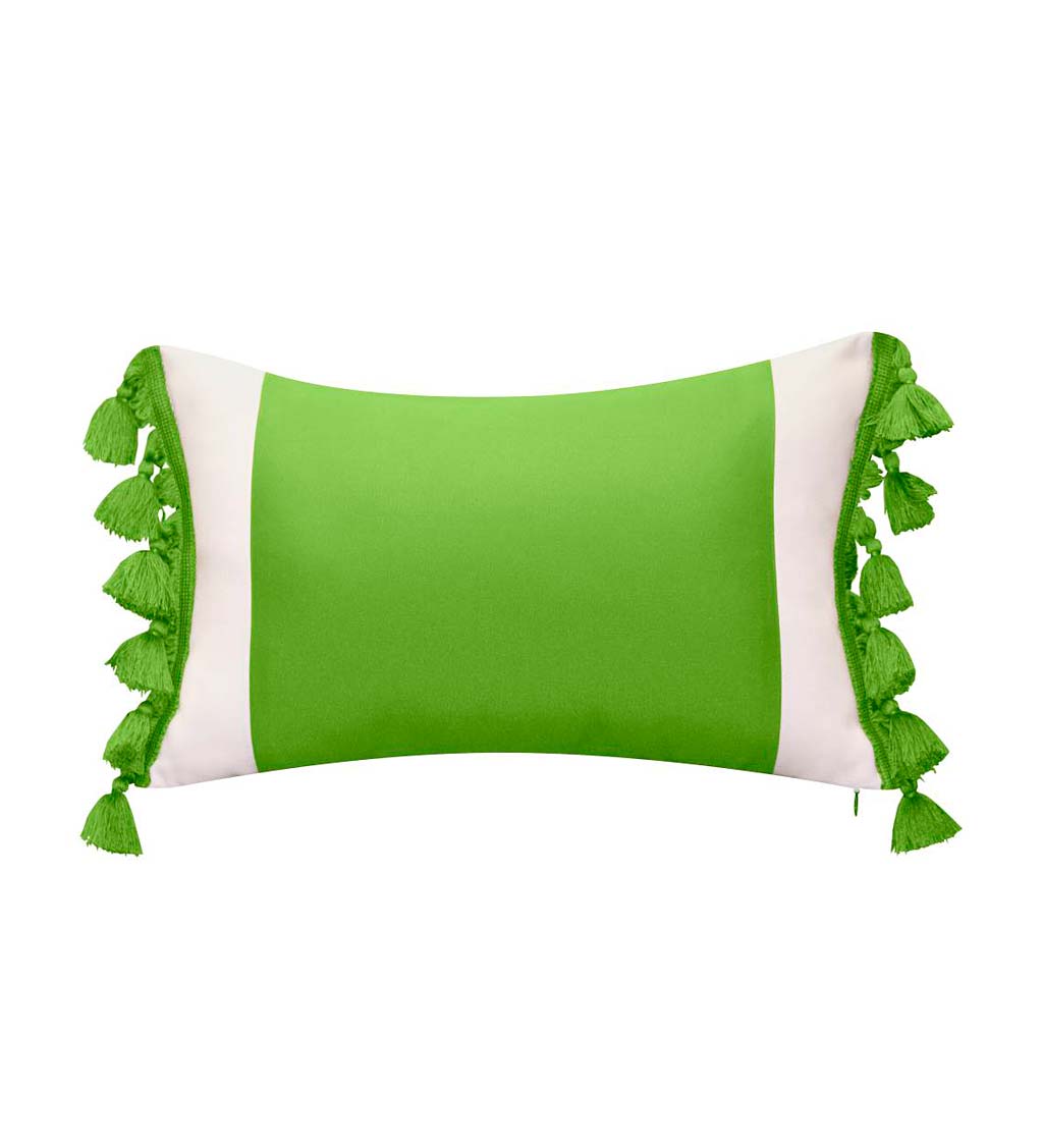 Indoor/Outdoor Colorblock Tassel Lumbar Pillow swatch image