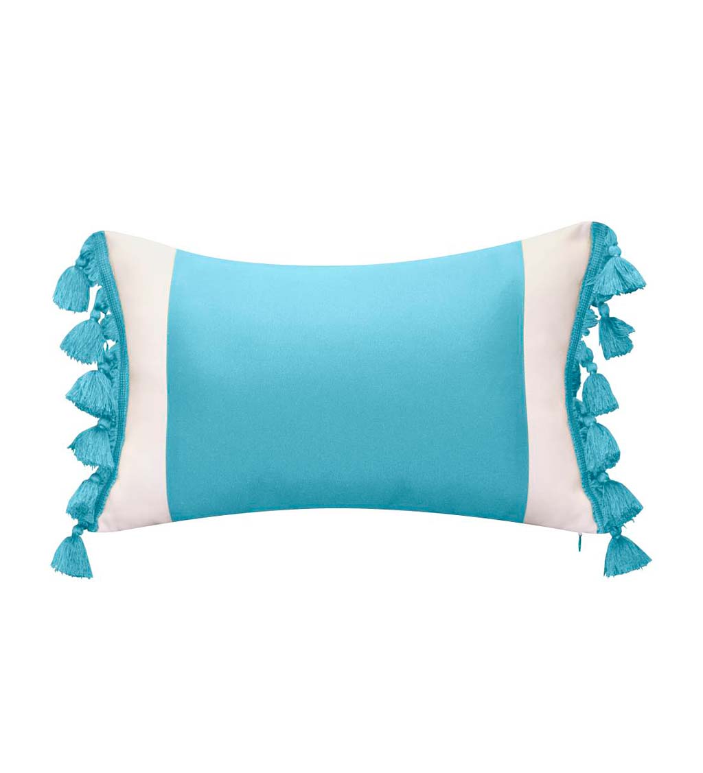 Indoor/Outdoor Colorblock Tassel Lumbar Pillow swatch image