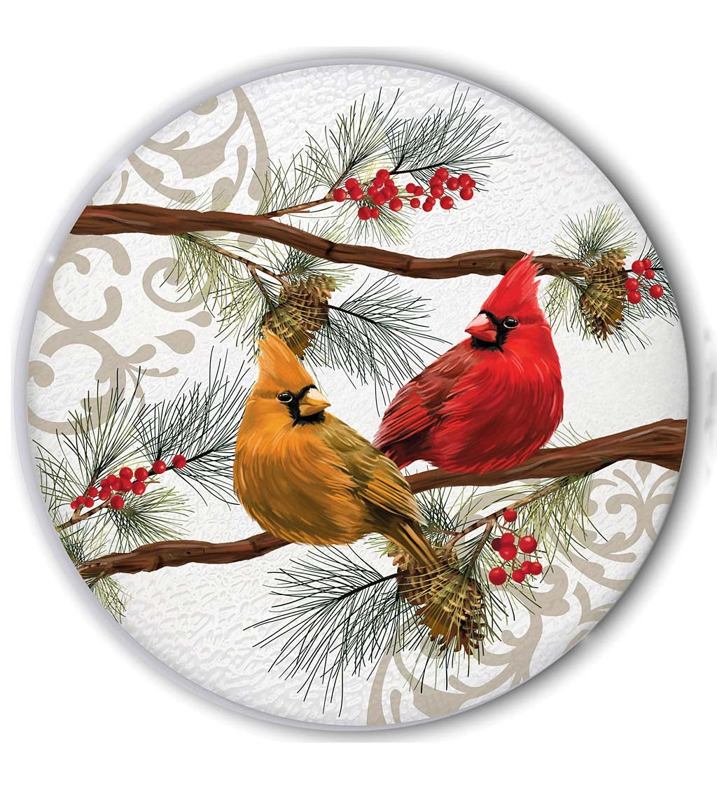 Indoor/Outdoor Holiday Cardinals Glass Table