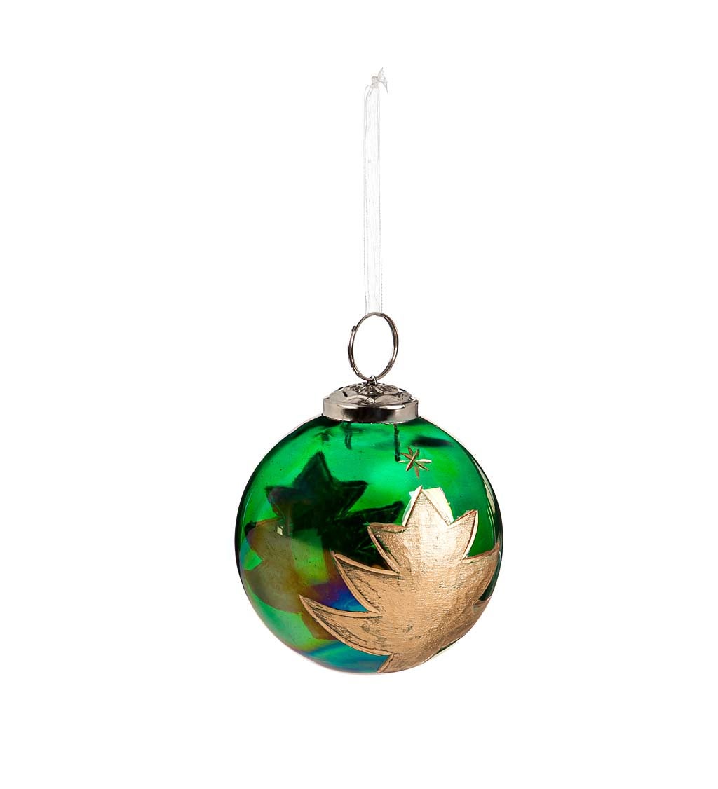 Glass Christmas Tree Ornaments in Gift Box, Set of 2