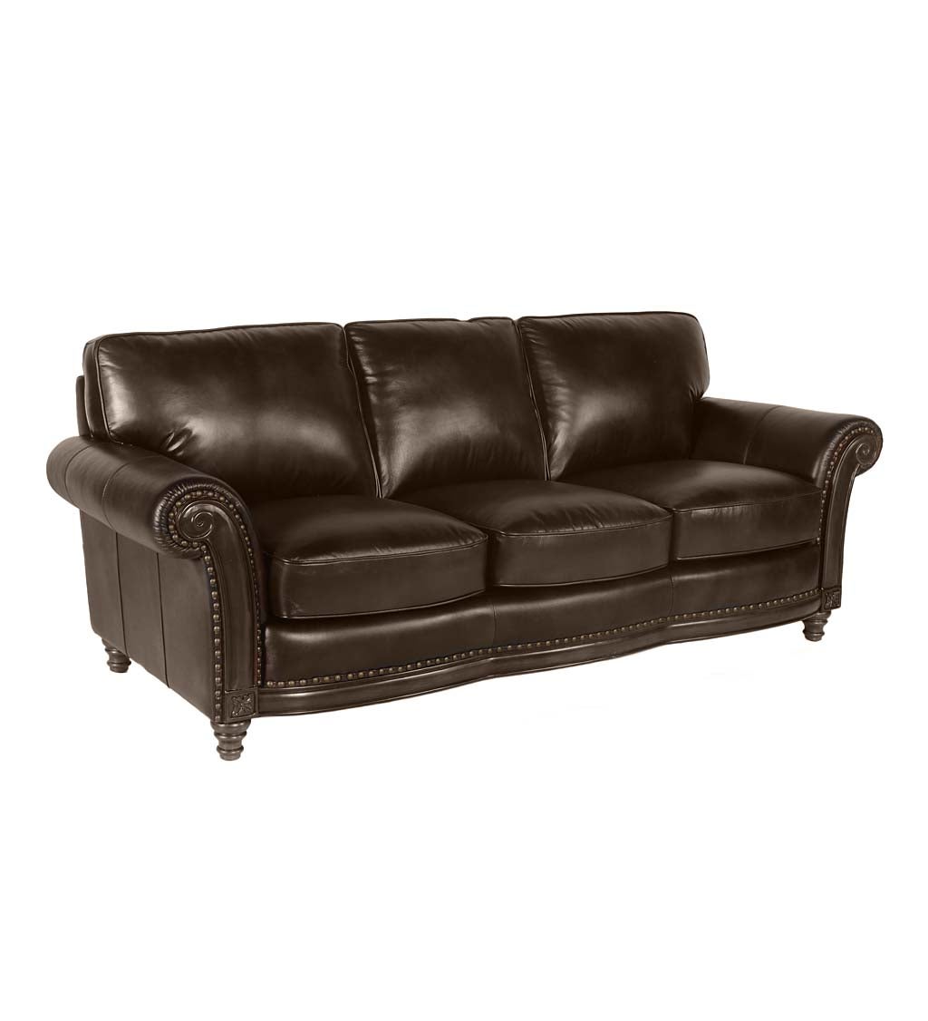 Beaumont Leather Sofa with Nailhead Trim