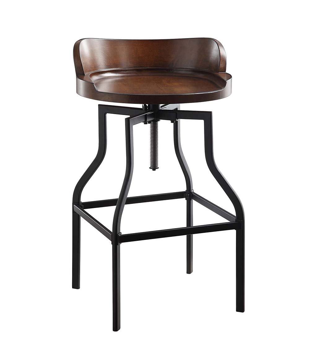 Adjustable Height Barrel-Style Low Back Stool
