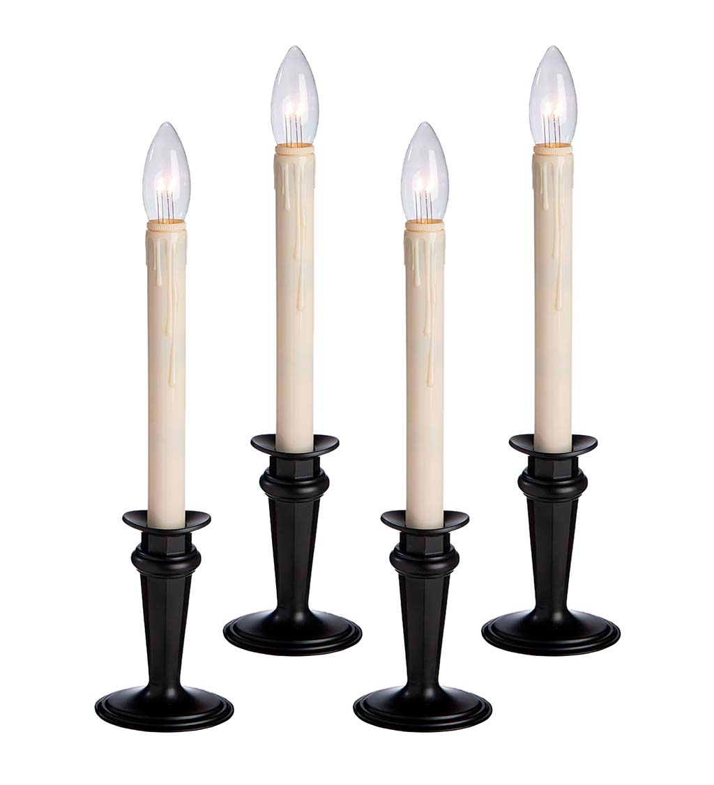 Traditional Adjustable Window Candles with Timer and Remote, Set of 4