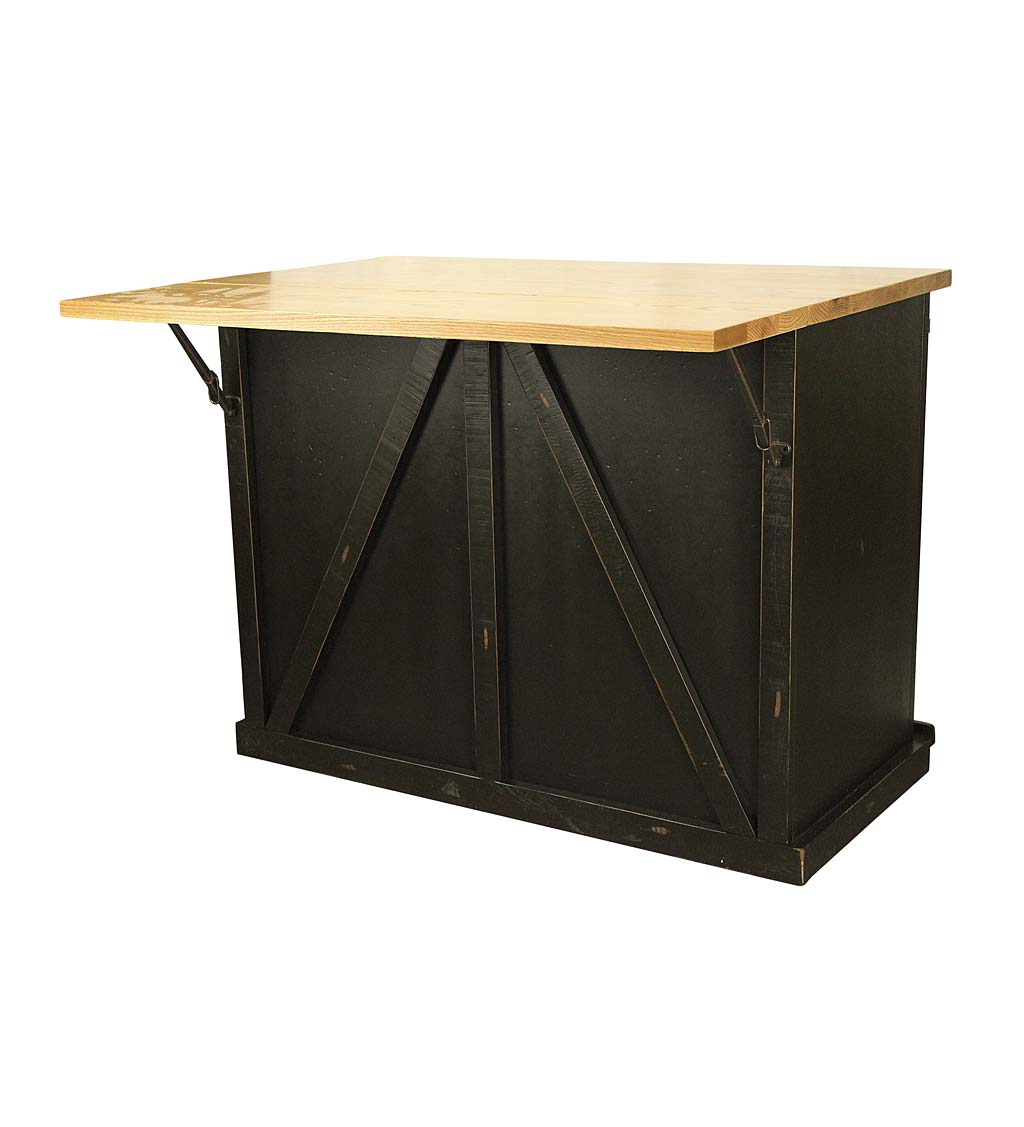 Bowling Green Kitchen Island with Sliding Door and Flip-Top Extension