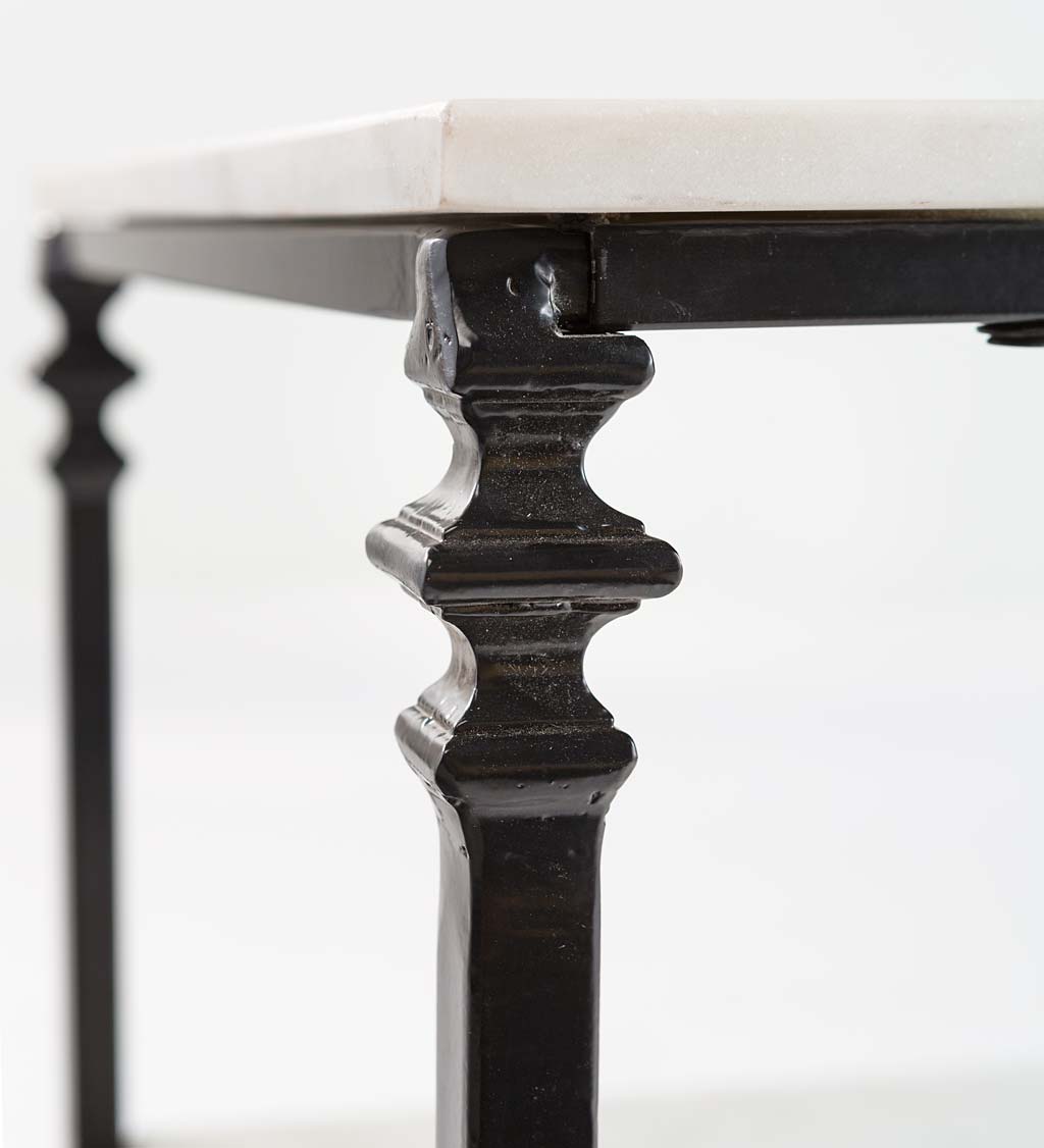 Indoor/Outdoor Nottoway White Marble End Table