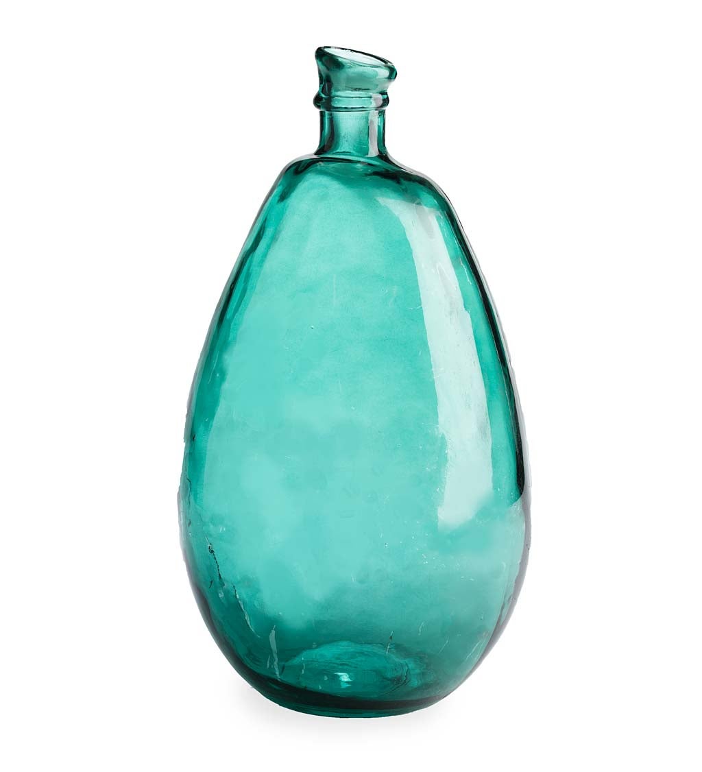 Aqua Blue and Citron Green Recycled Glass Balloon Vases
