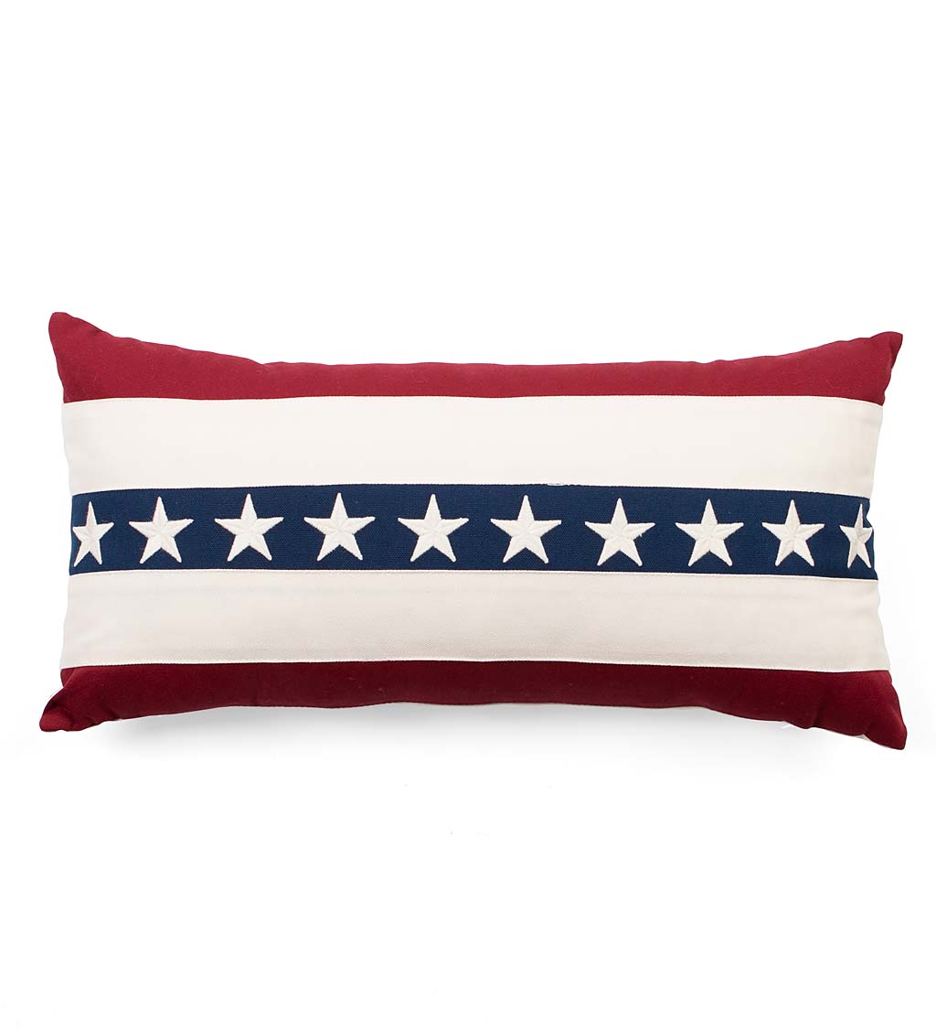 Indoor/Outdoor Star-Spangled Lumbar Flag Pillow