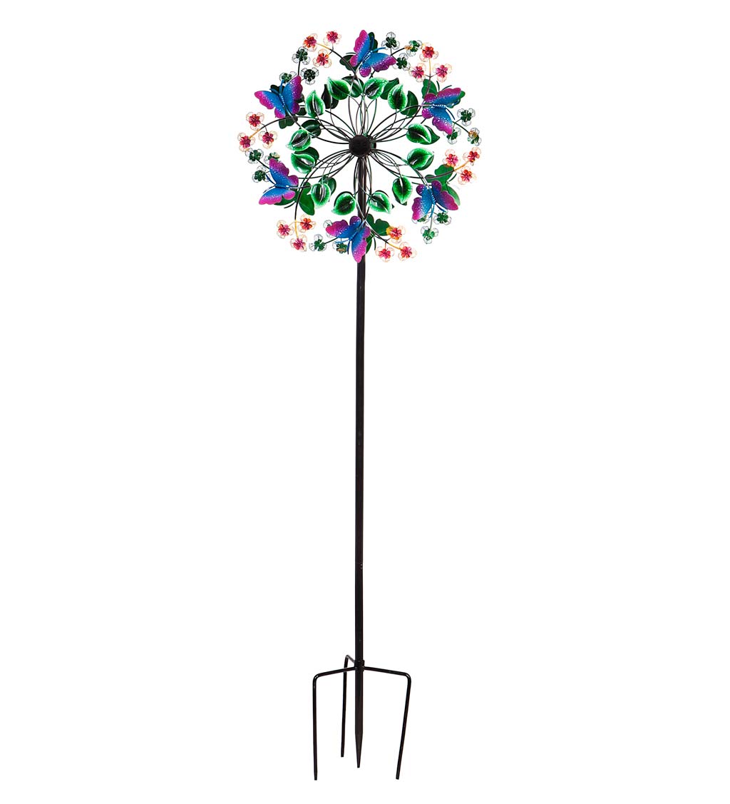 Butterfly and Flowers Metal Wind Spinner