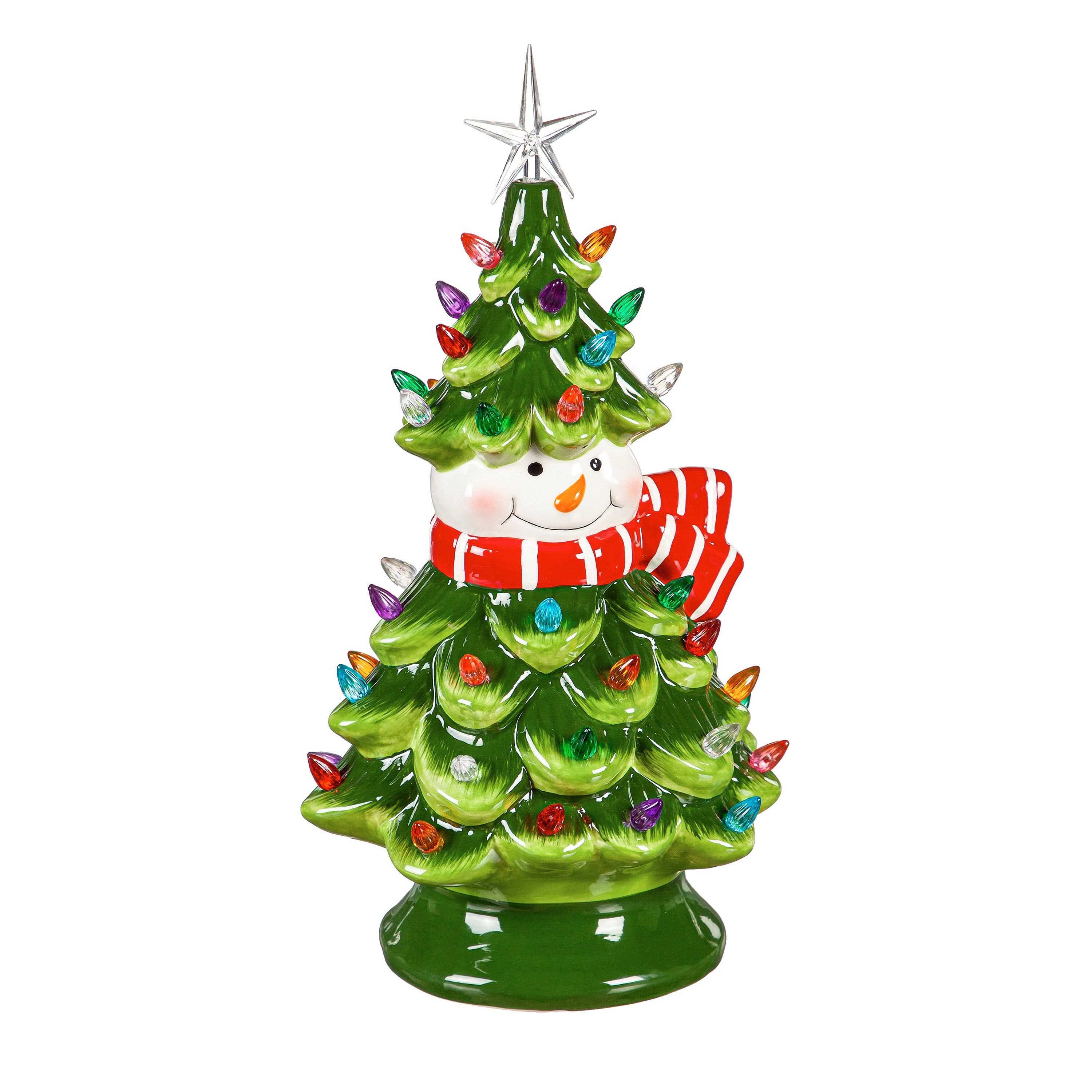 Lighted Ceramic Snowman Christmas Tree | Plow & Hearth