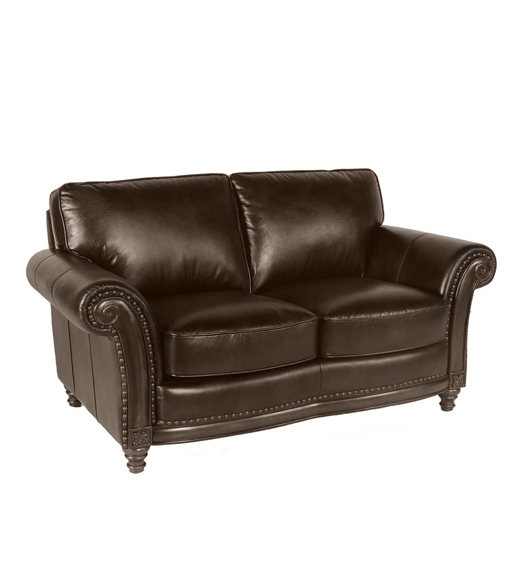 Beaumont Leather Loveseat with Nailhead Trim