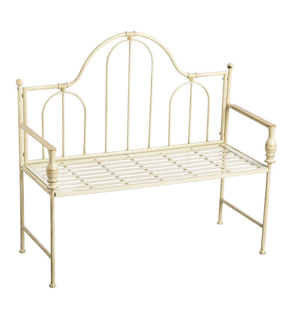 Headboard-Style Iron Bench with Vintage Finish