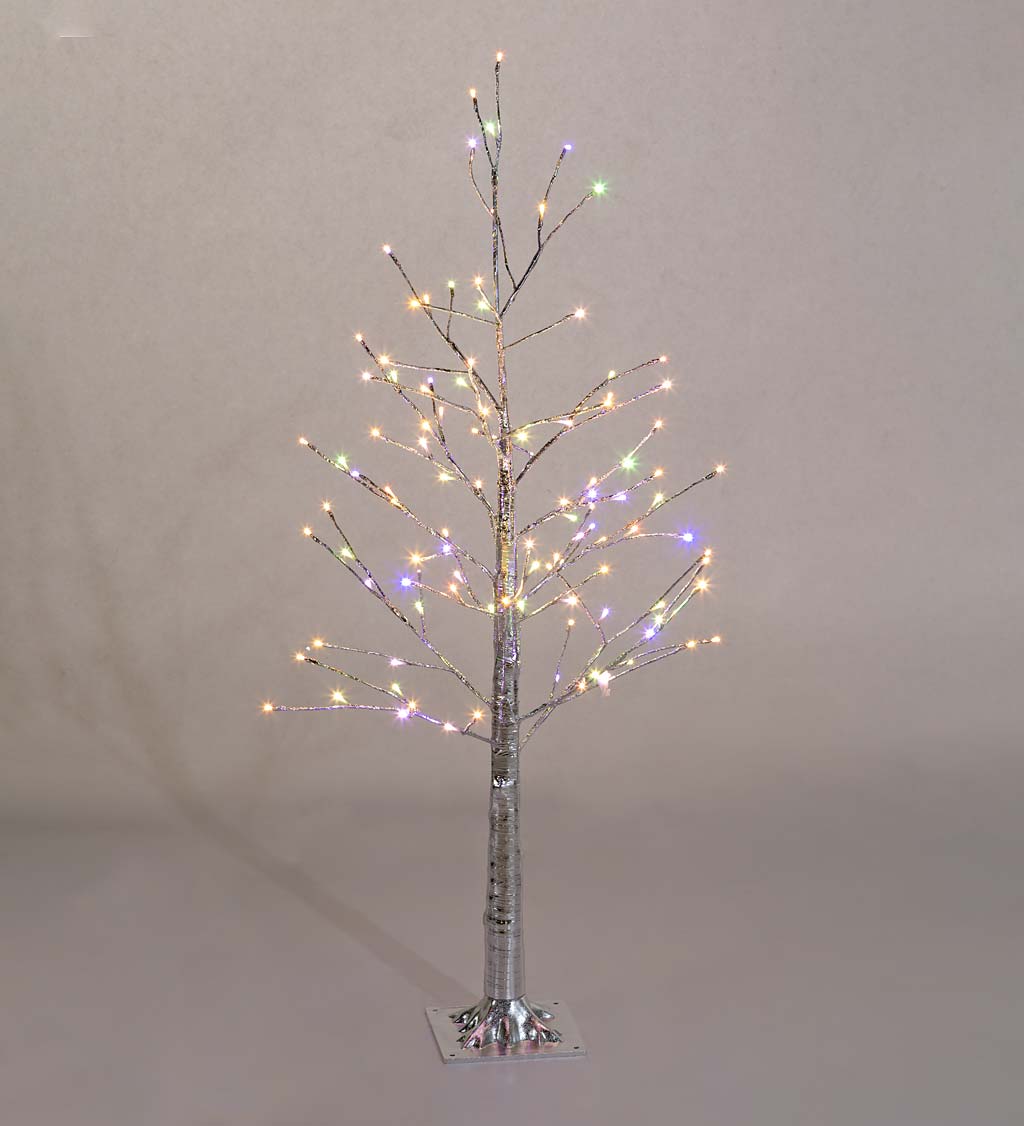 4'H Indoor/Outdoor Silver Metallic Tree with 112 Lights