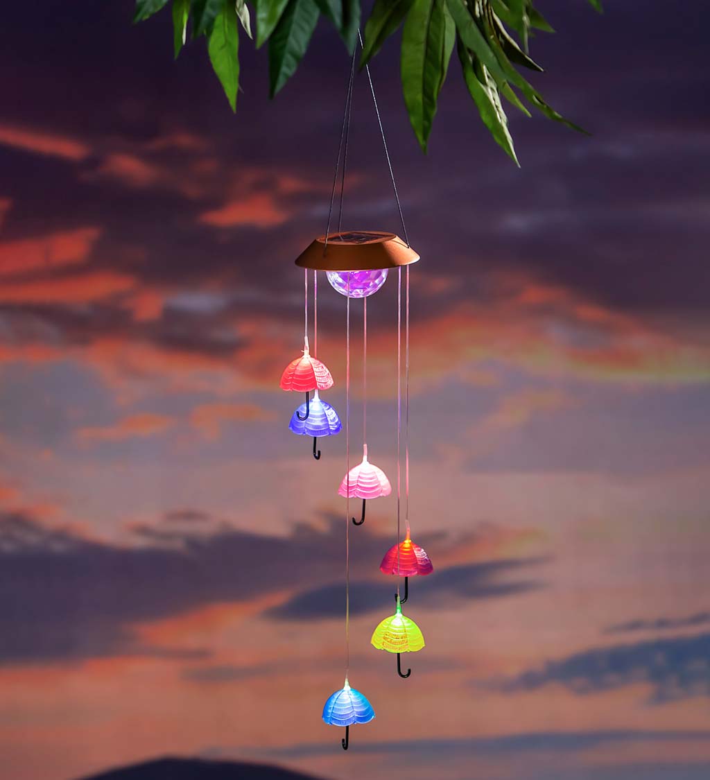 Hot Air Balloon Color Changing Solar Mobile with Spinning Light Refractor