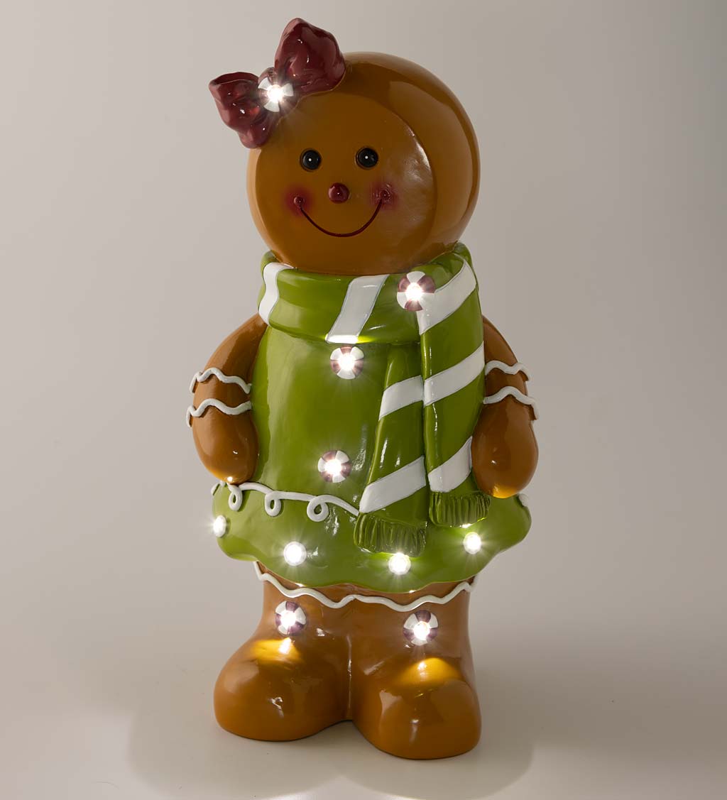 Indoor/Outdoor Lighted Gingerbread Girl Shorty Statue