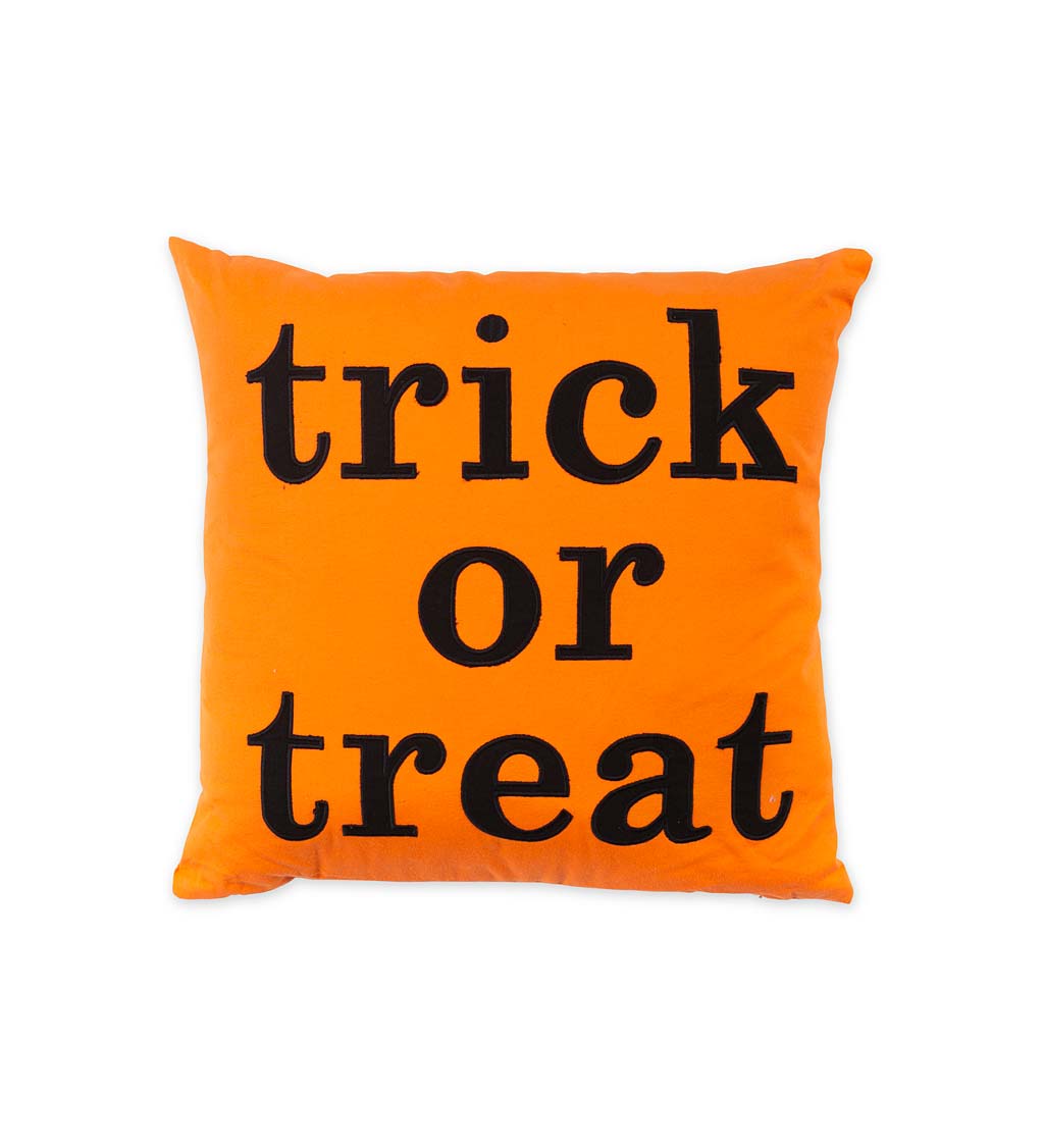 Indoor/Outdoor Halloween Trick or Treat Cotton Throw Pillow