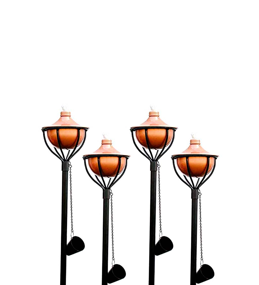 4-in-1 Cage-Style Garden Torches, Set of 4